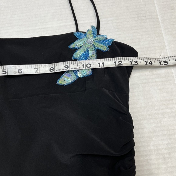 Vintage Taboo Y2K Dress M Black Babydoll Ruched Sequin Asymmetrical Mesh Fairy - Picture 10 of 13